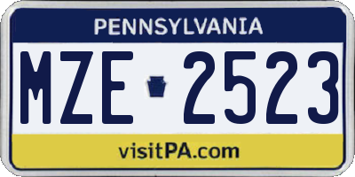 PA license plate MZE2523