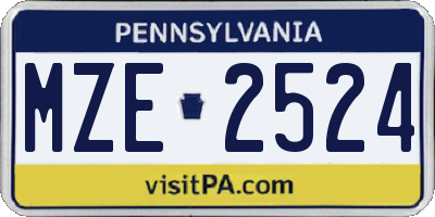 PA license plate MZE2524