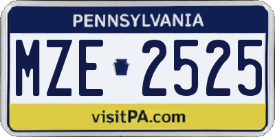 PA license plate MZE2525