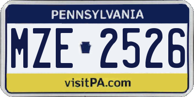 PA license plate MZE2526