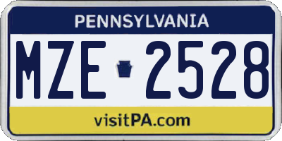 PA license plate MZE2528