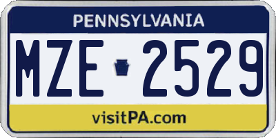 PA license plate MZE2529