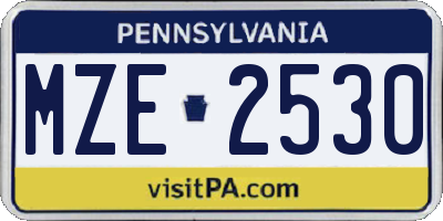 PA license plate MZE2530