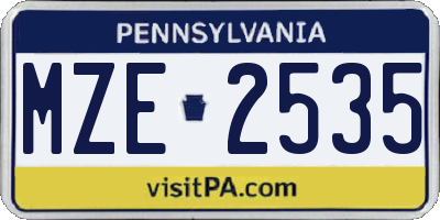 PA license plate MZE2535