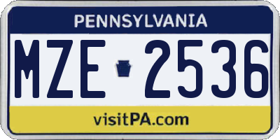 PA license plate MZE2536