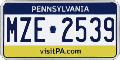 PA license plate MZE2539