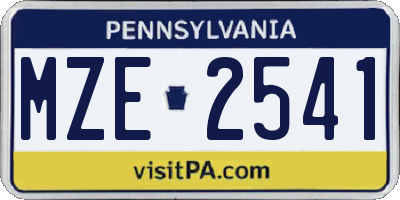 PA license plate MZE2541