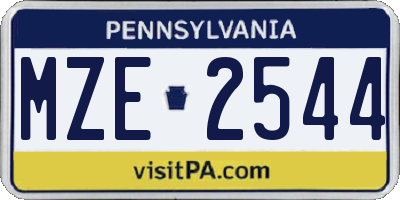 PA license plate MZE2544