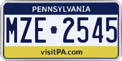 PA license plate MZE2545