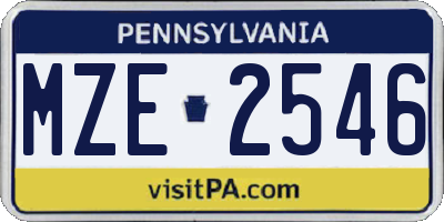 PA license plate MZE2546