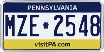 PA license plate MZE2548