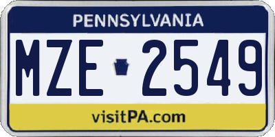 PA license plate MZE2549