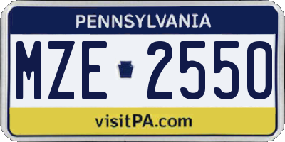 PA license plate MZE2550