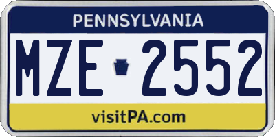 PA license plate MZE2552