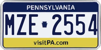 PA license plate MZE2554