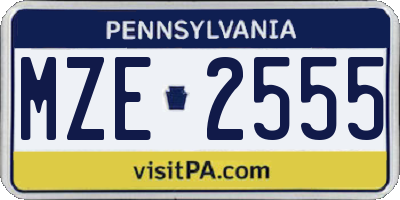 PA license plate MZE2555