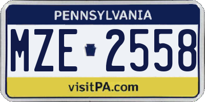 PA license plate MZE2558