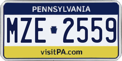 PA license plate MZE2559