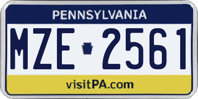 PA license plate MZE2561