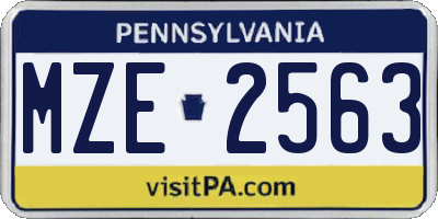 PA license plate MZE2563