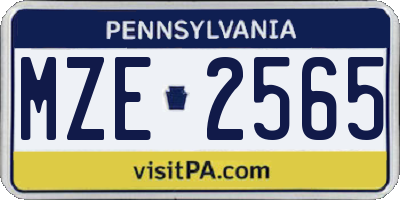 PA license plate MZE2565