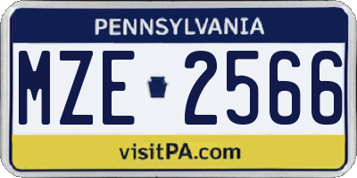 PA license plate MZE2566