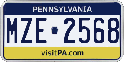 PA license plate MZE2568