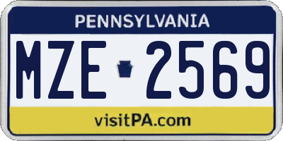 PA license plate MZE2569