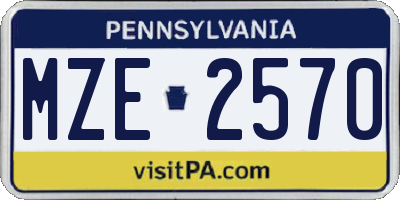 PA license plate MZE2570