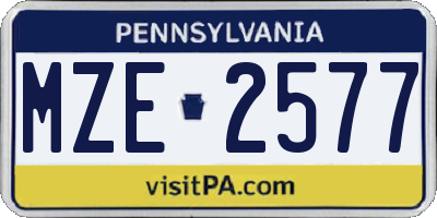 PA license plate MZE2577