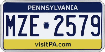 PA license plate MZE2579