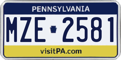 PA license plate MZE2581