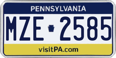 PA license plate MZE2585