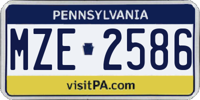 PA license plate MZE2586