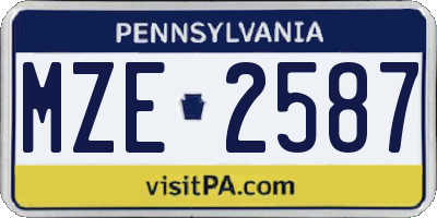 PA license plate MZE2587