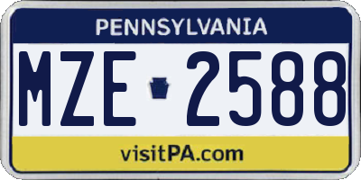 PA license plate MZE2588