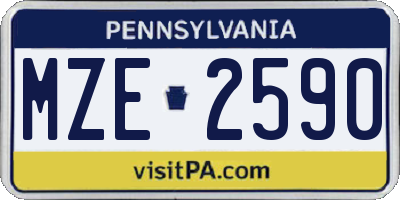 PA license plate MZE2590
