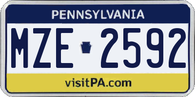 PA license plate MZE2592