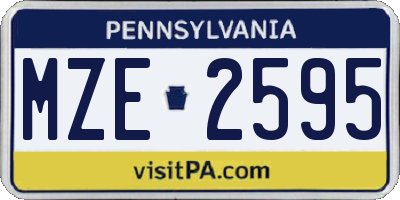 PA license plate MZE2595