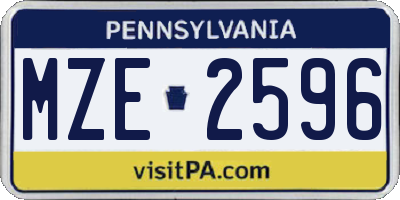 PA license plate MZE2596