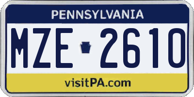 PA license plate MZE2610