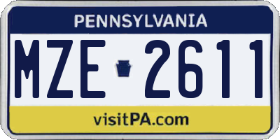 PA license plate MZE2611