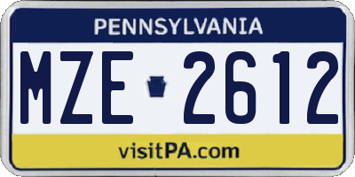 PA license plate MZE2612