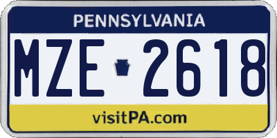 PA license plate MZE2618