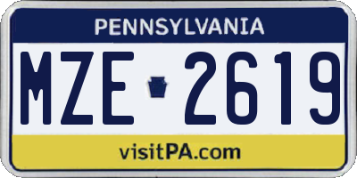 PA license plate MZE2619