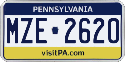 PA license plate MZE2620