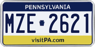 PA license plate MZE2621