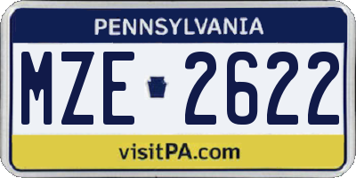 PA license plate MZE2622