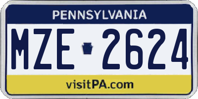 PA license plate MZE2624