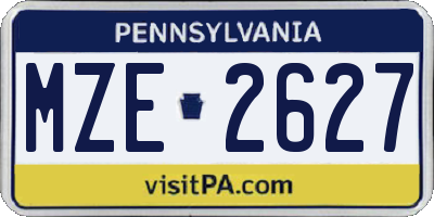 PA license plate MZE2627